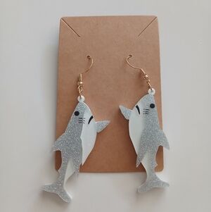 Fashion Jewelry Glitter Shark Earrings